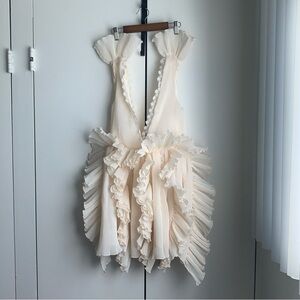 Elegant Cream Ruffled women Dress